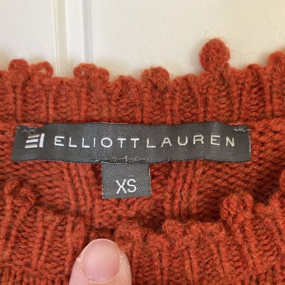 Elliott Lauren Womens Cable Knit Sweater Size XS Rust Wool Cashmere Blend - Picture 3 of 10